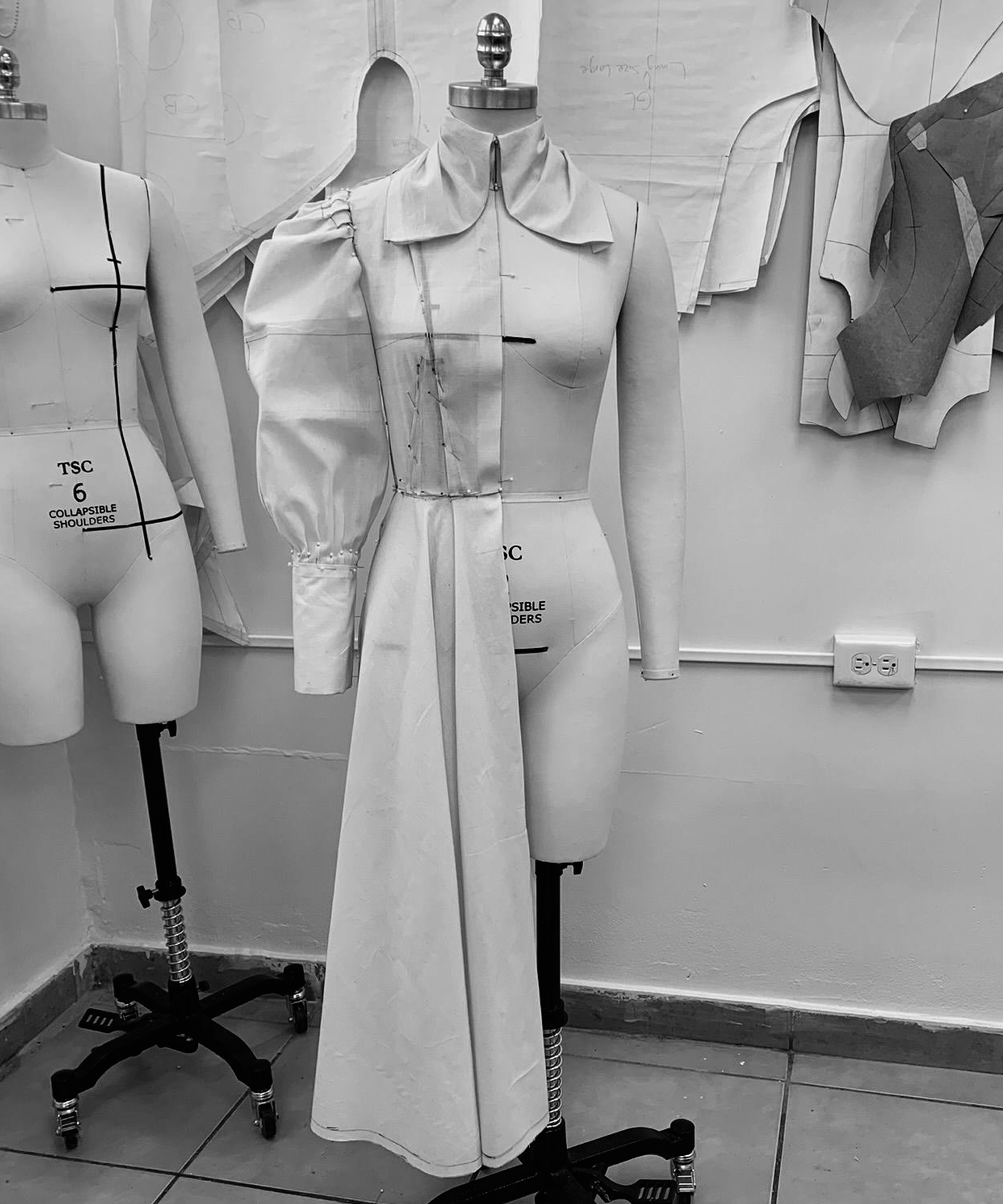 Drapeado de moda realizado por estudiante en Vendali Fashion Institute, curso de Draping en Puerto Rico.